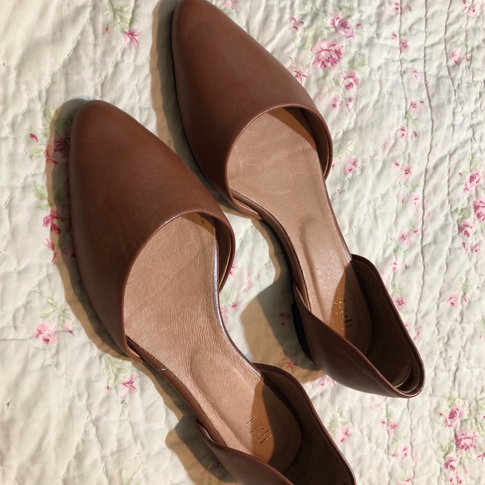 NEW JJill Brown D’ORSAY Leather Flat 7.5 M